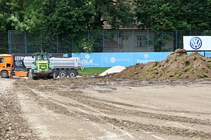 Ausweichquartier während der Bauarbeiten Umbauarbeiten am Trainingsgelände des TSV 1860 München. Foto: Anne Wild